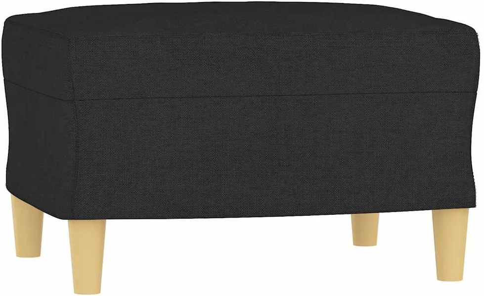 Trivietė sofa su pakoja, juodos spalvos, 180cm, audinys