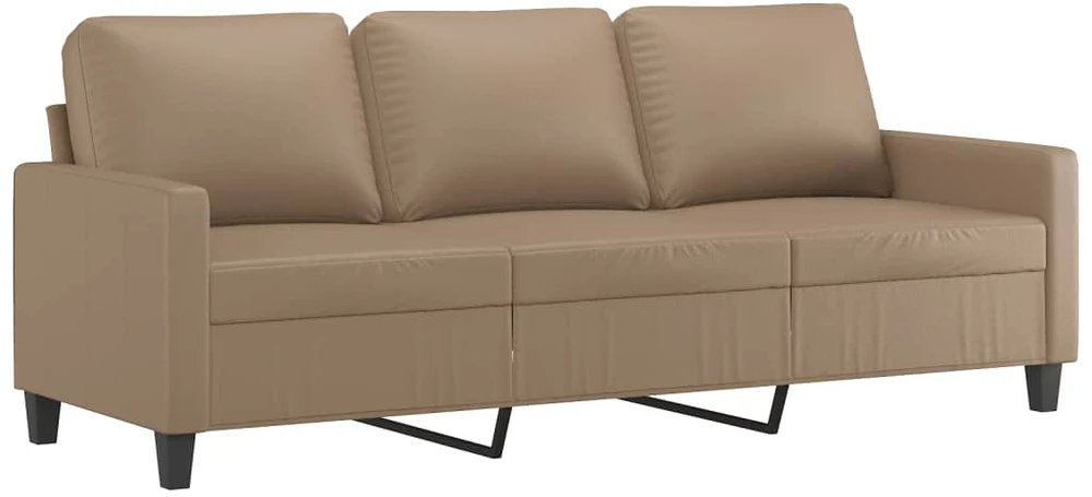 Trivietė sofa su pakoja, kapučino spalvos, 180cm, dirbtinė oda