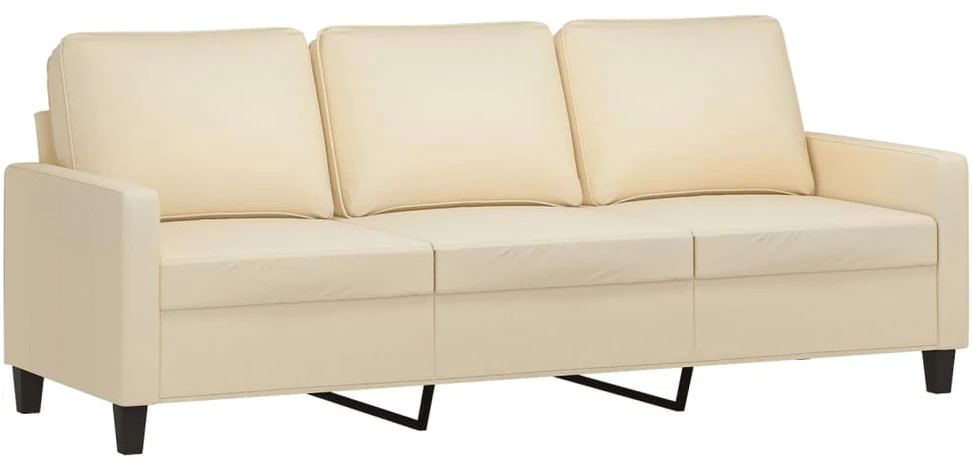 Trivietė sofa su pakoja, kreminės spalvos, 180cm, audinys