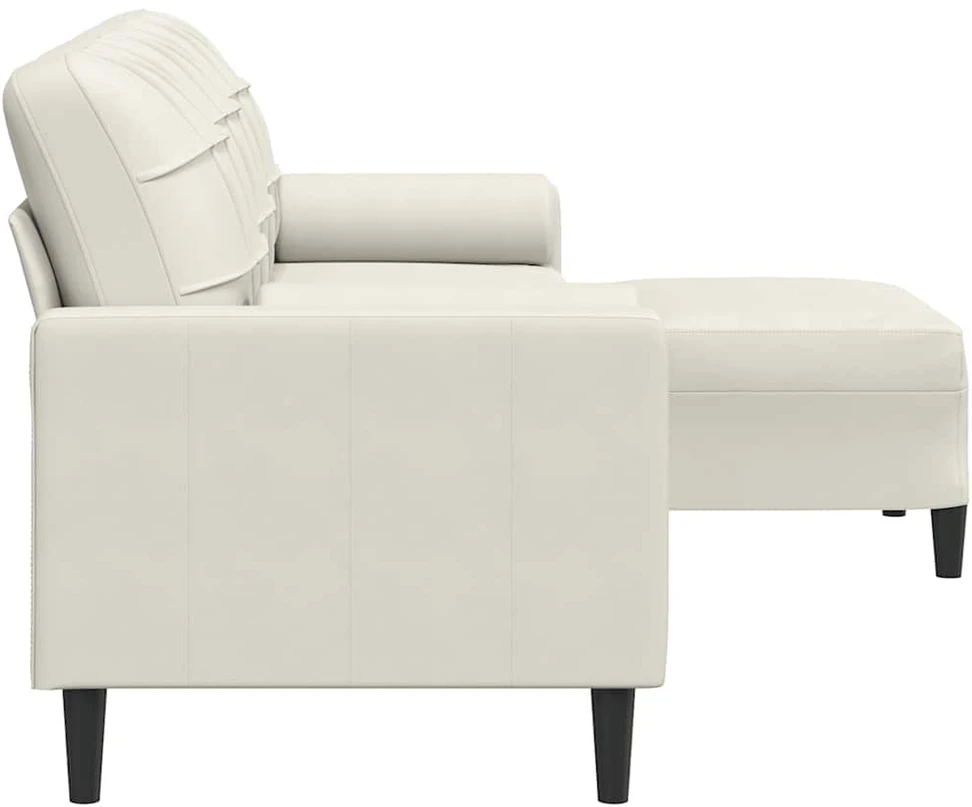 Trivietė sofa su pakoja, kreminės spalvos, 210cm, aksomas