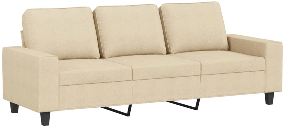 Trivietė sofa su pakoja, kreminės spalvos, 180cm, audinys