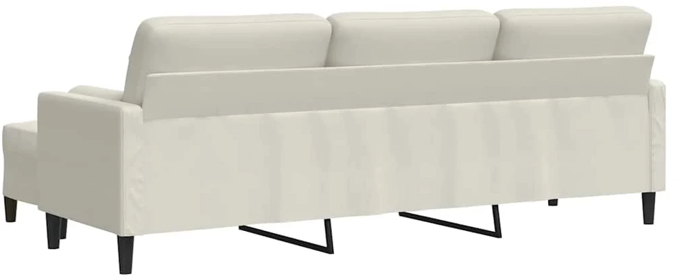 Trivietė sofa su pakoja, kreminės spalvos, 210cm, aksomas