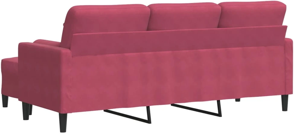 Trivietė sofa su pakoja, raudonojo vyno spalvos, 180cm, aksomas