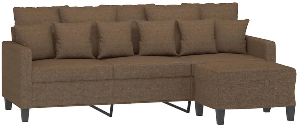 Trivietė sofa su pakoja, rudos spalvos, 180cm, audinys
