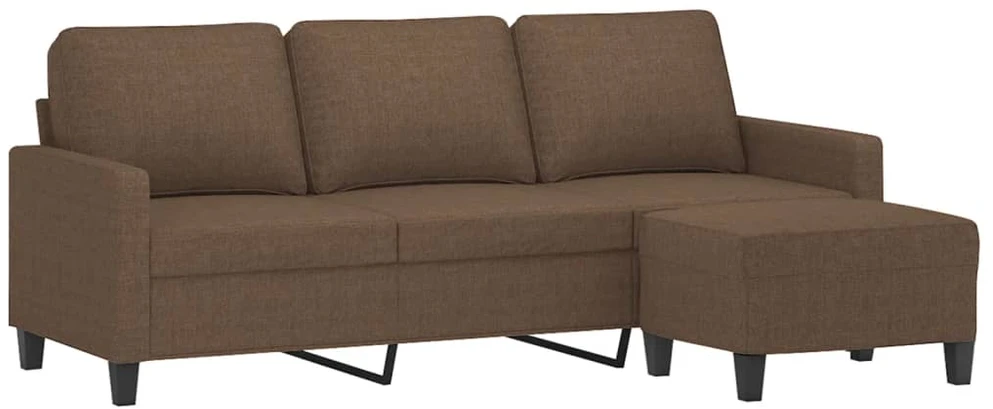 Trivietė sofa su pakoja, rudos spalvos, 180cm, audinys