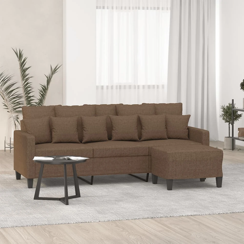 Trivietė sofa su pakoja, rudos spalvos, 180cm, audinys