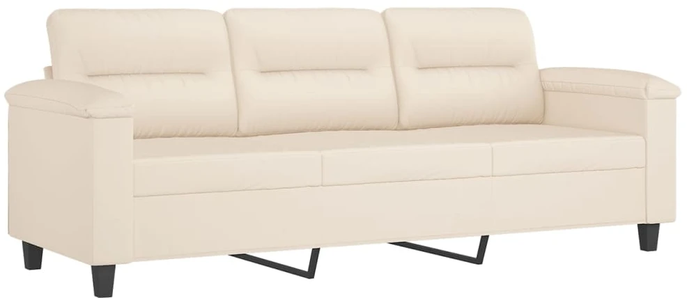 Trivietė sofa su pakoja, smėlio, 180cm, mikropluošto audinys