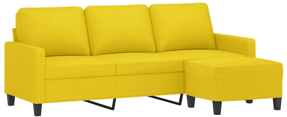 Trivietė sofa su pakoja, šviesiai geltona, 180cm, audinys