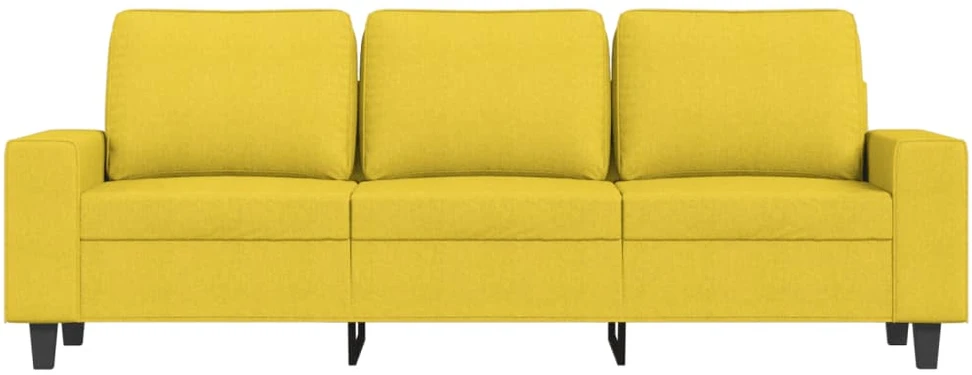 Trivietė sofa su pakoja, šviesiai geltona, 180cm, audinys