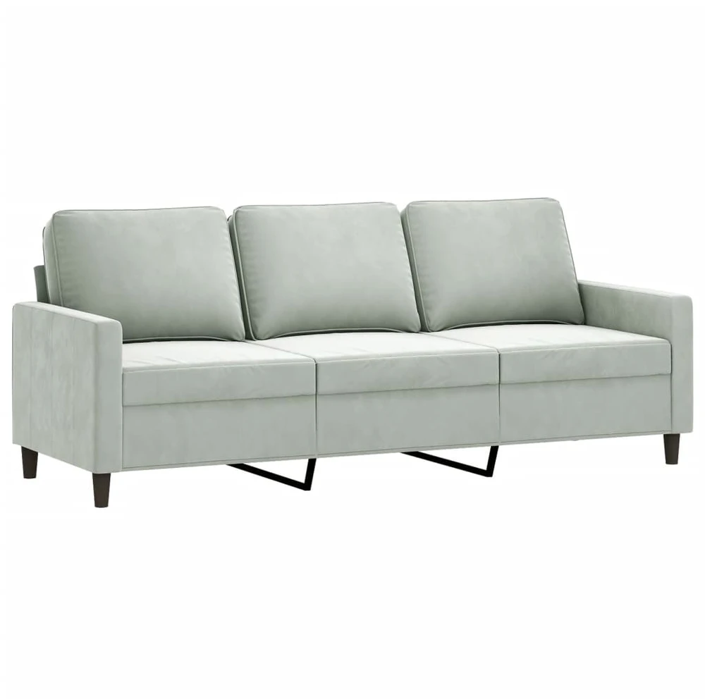 Trivietė sofa su pakoja, šviesiai pilka, 180cm, aksomas