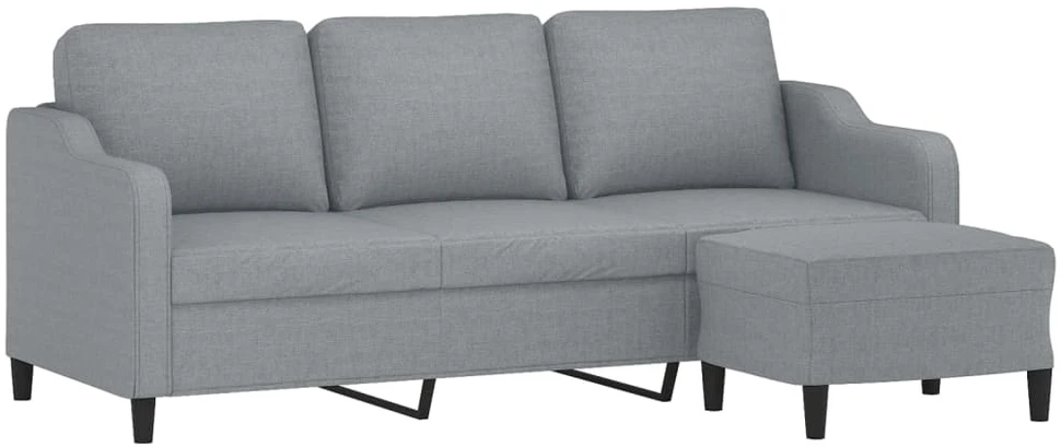 Trivietė sofa su pakoja, šviesiai pilka, 180cm, audinys