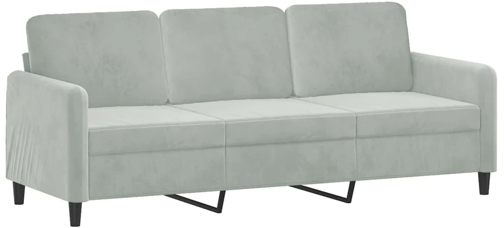 Trivietė sofa su pakoja, šviesiai pilka, 180cm, aksomas