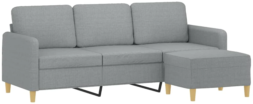 Trivietė sofa su pakoja, šviesiai pilka, 180cm, audinys