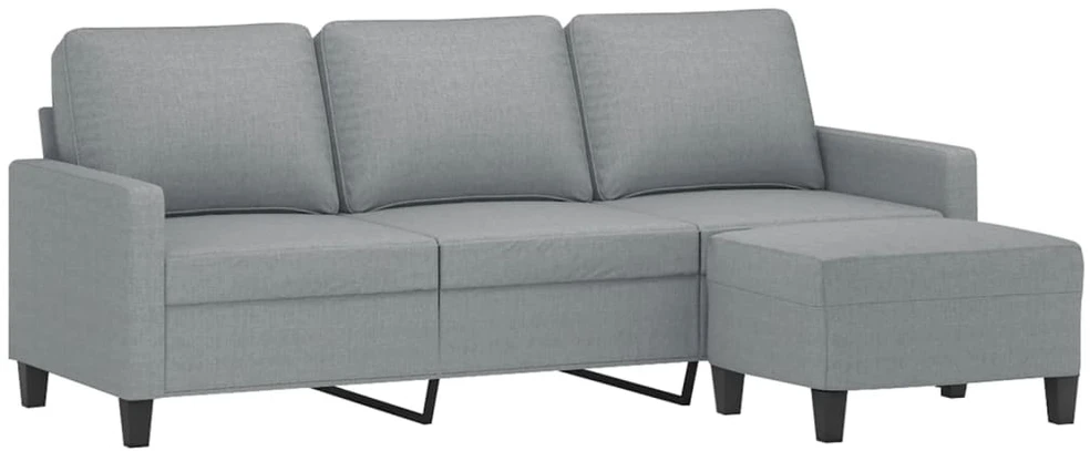 Trivietė sofa su pakoja, šviesiai pilka, 180cm, audinys
