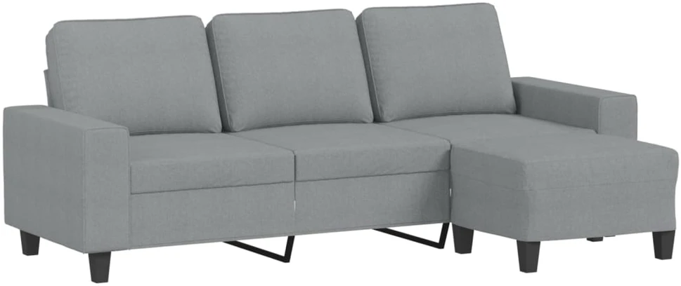 Trivietė sofa su pakoja, šviesiai pilka, 180cm, audinys