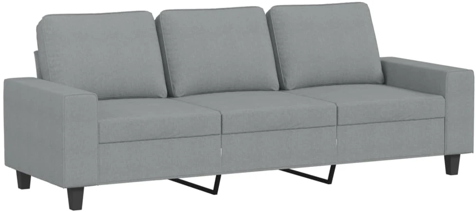 Trivietė sofa su pakoja, šviesiai pilka, 180cm, audinys