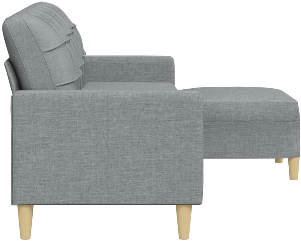 Trivietė sofa su pakoja, šviesiai pilka, 210cm, audinys