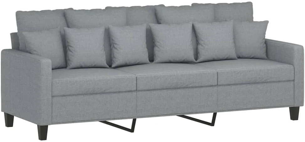 Trivietė sofa su pakoja, šviesiai pilka, 180cm, audinys