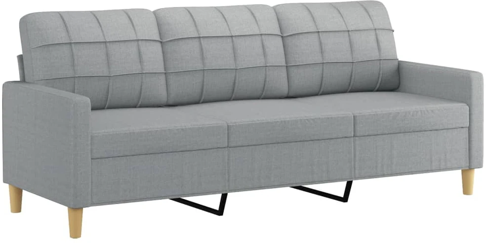 Trivietė sofa su pakoja, šviesiai pilka, 180cm, audinys