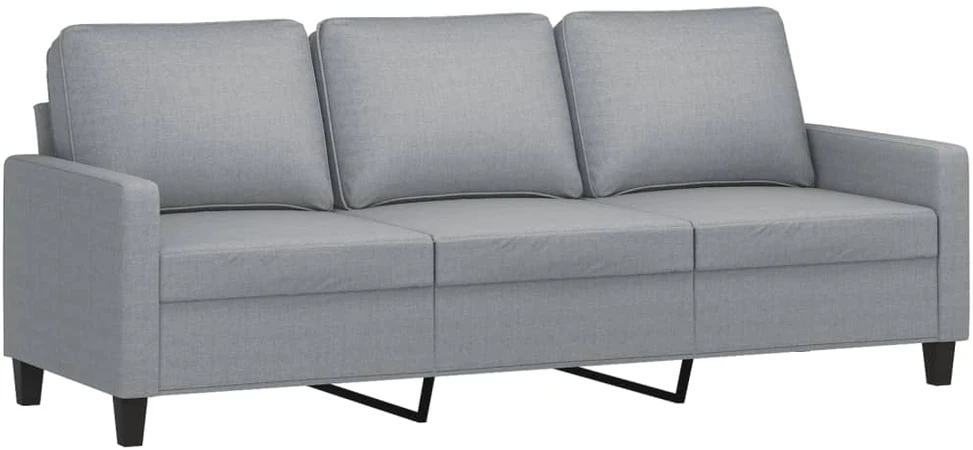 Trivietė sofa su pakoja, šviesiai pilka, 180cm, audinys
