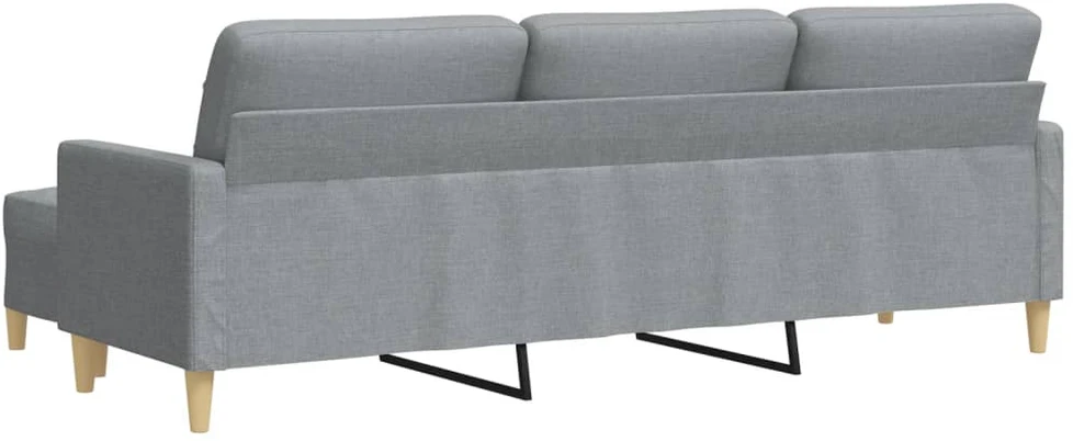 Trivietė sofa su pakoja, šviesiai pilka, 210cm, audinys