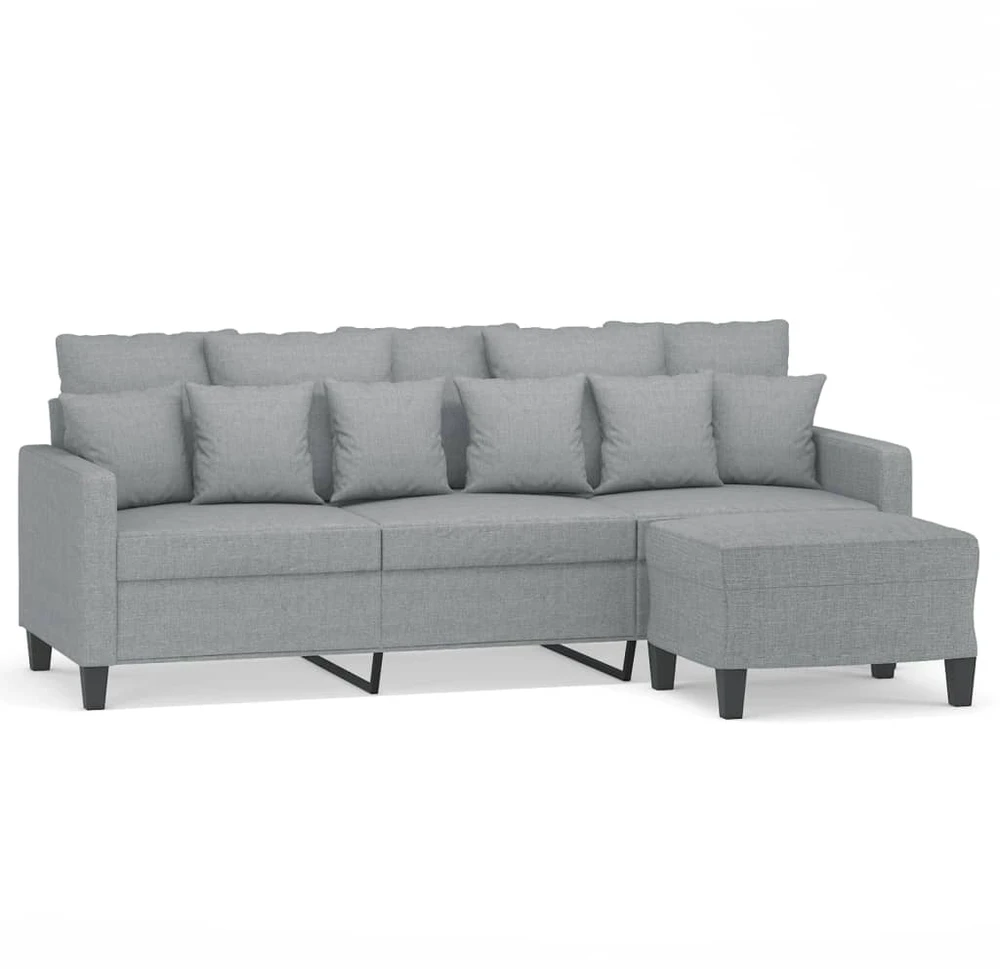 Trivietė sofa su pakoja, šviesiai pilka, 180cm, audinys