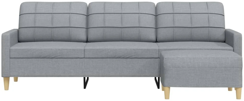 Trivietė sofa su pakoja, šviesiai pilka, 210cm, audinys