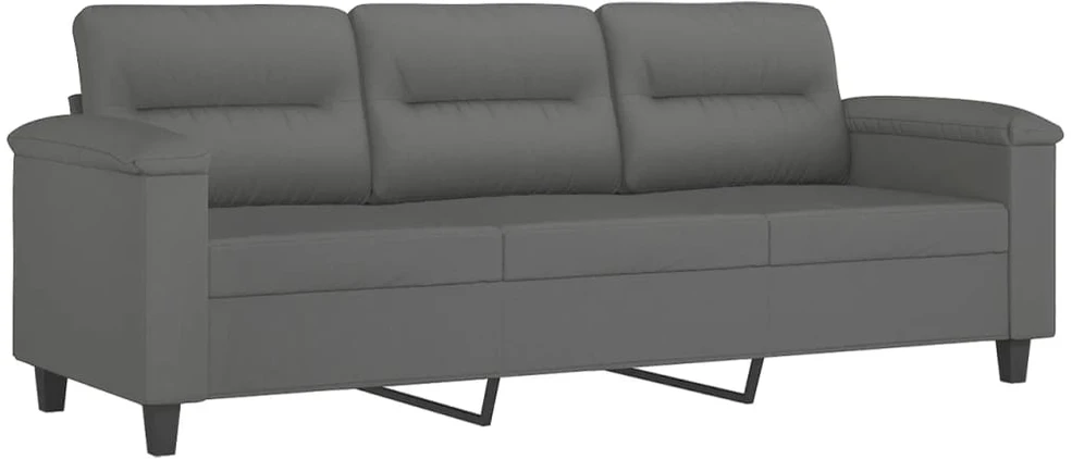 Trivietė sofa su pakoja, tamsiai pilka, 180cm, audinys