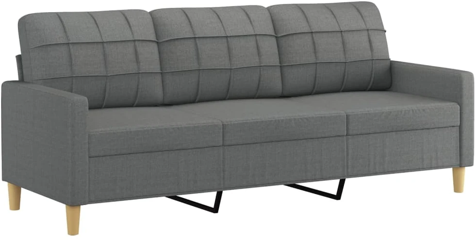 Trivietė sofa su pakoja, tamsiai pilkos spalvos, 180cm, audinys