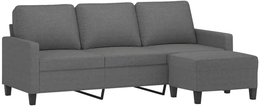 Trivietė sofa su pakoja, tamsiai pilkos spalvos, 180cm, audinys