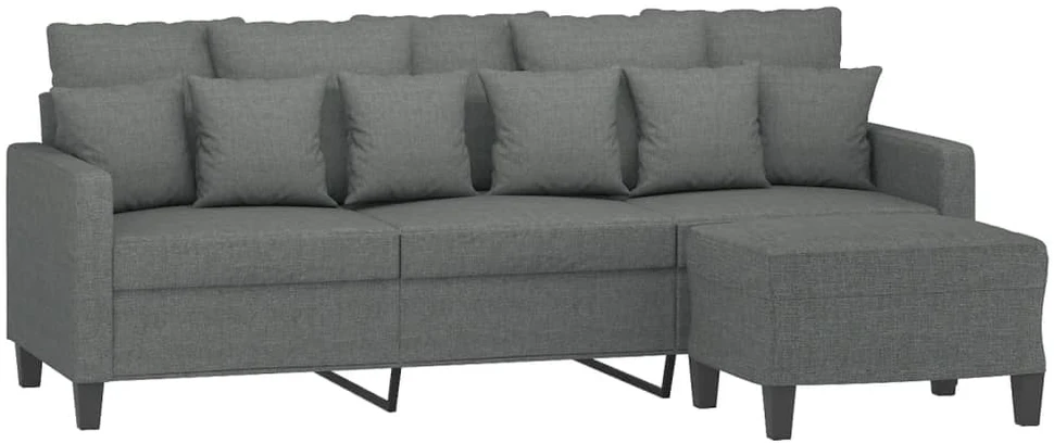 Trivietė sofa su pakoja, tamsiai pilkos spalvos, 180cm, audinys