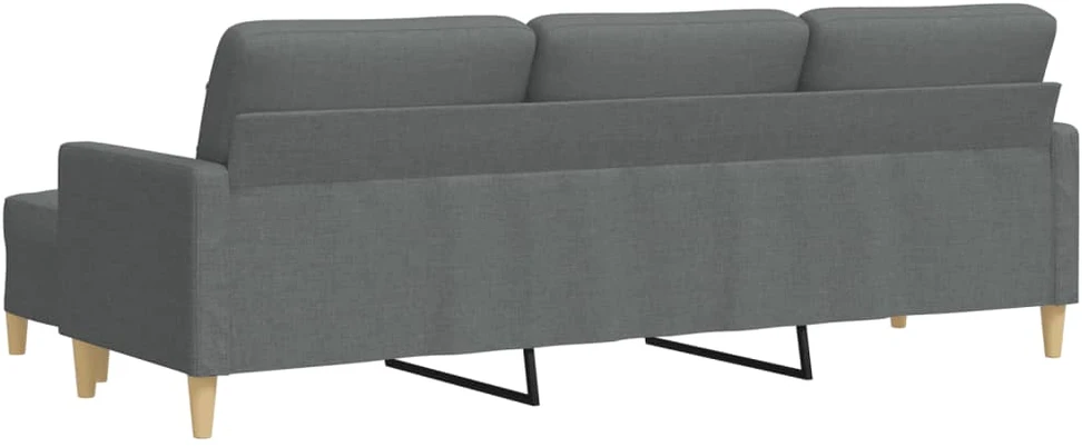 Trivietė sofa su pakoja, tamsiai pilkos spalvos, 210cm, audinys