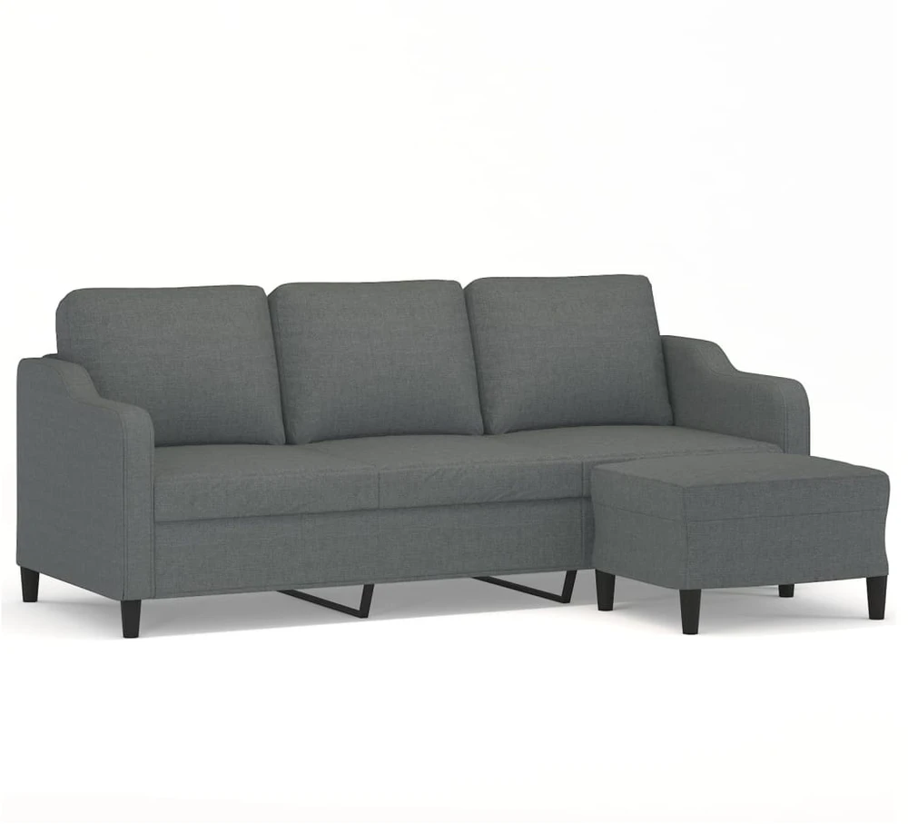 Trivietė sofa su pakoja, tamsiai pilkos spalvos, 180cm, audinys