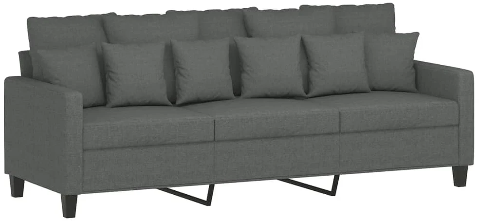 Trivietė sofa su pakoja, tamsiai pilkos spalvos, 180cm, audinys