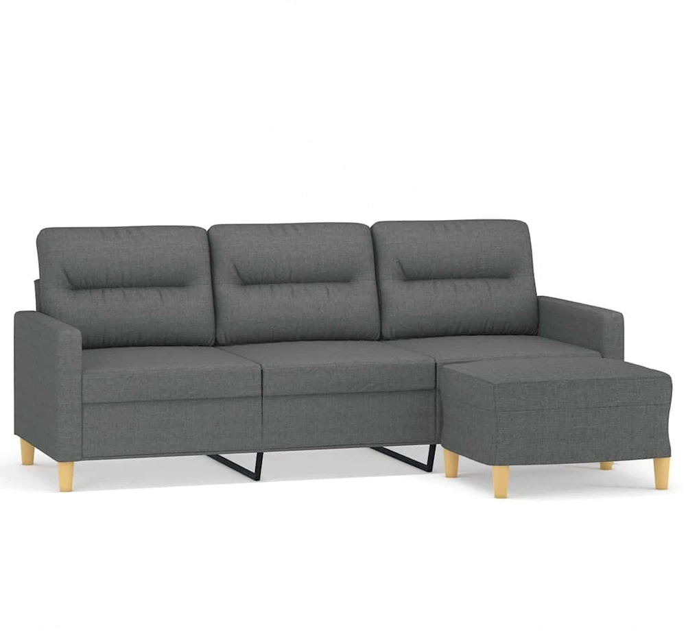 Trivietė sofa su pakoja, tamsiai pilkos spalvos, 180cm, audinys