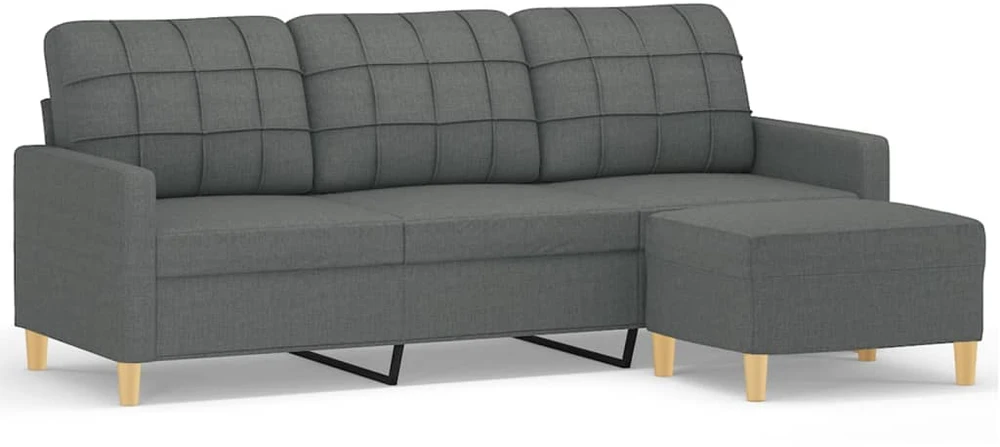 Trivietė sofa su pakoja, tamsiai pilkos spalvos, 180cm, audinys