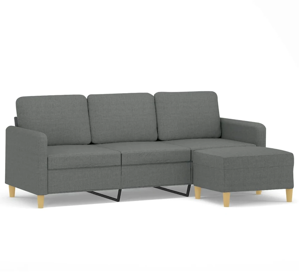 Trivietė sofa su pakoja, tamsiai pilkos spalvos, 180cm, audinys