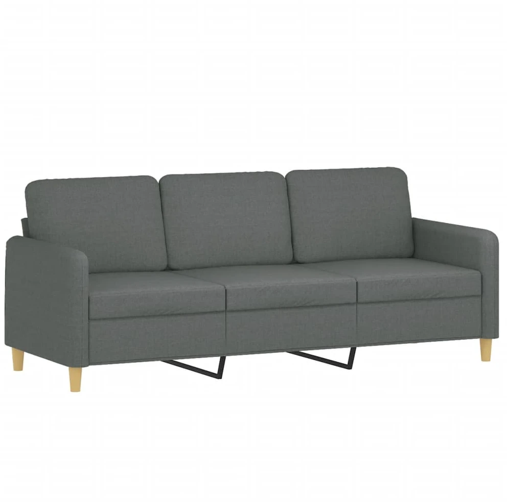 Trivietė sofa su pakoja, tamsiai pilkos spalvos, 180cm, audinys