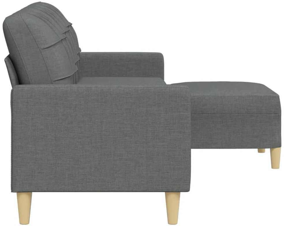 Trivietė sofa su pakoja, tamsiai pilkos spalvos, 210cm, audinys