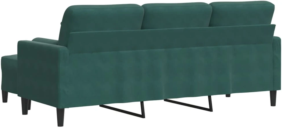 Trivietė sofa su pakoja, tamsiai žalios spalvos, 180cm, aksomas