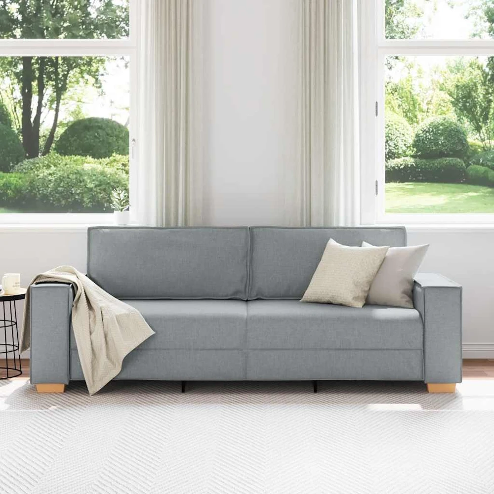 Trivietė sofa, šviesiai pilka, 220x78x84 cm, audinys