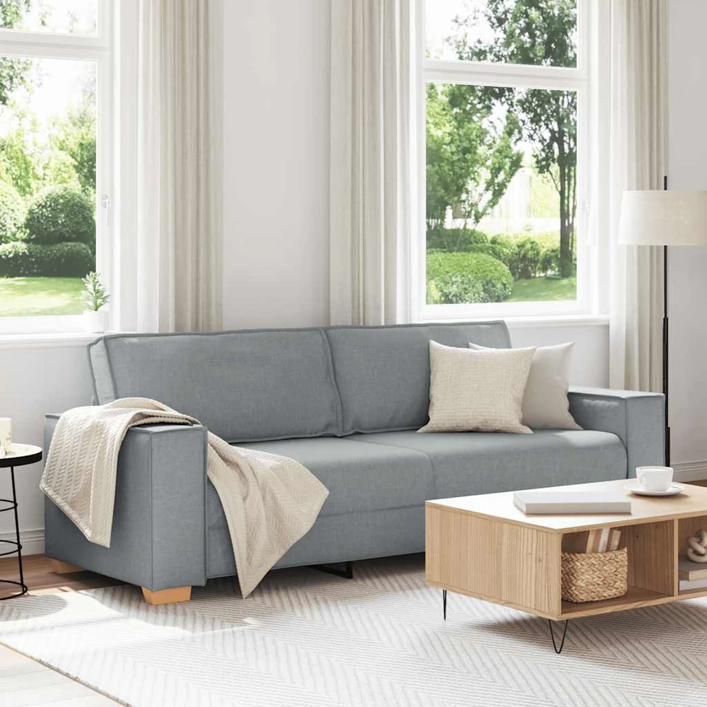 Trivietė sofa, šviesiai pilka, 220x78x84 cm, audinys