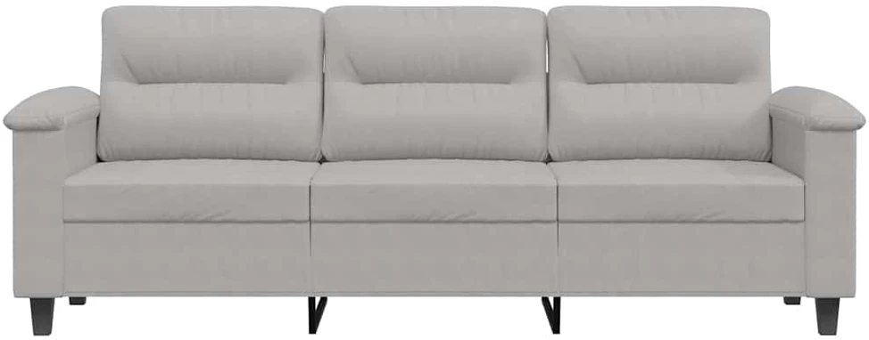Trivietė sofa, šviesiai pilka, 180cm, mikropluošto audinys