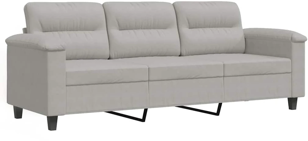Trivietė sofa, šviesiai pilka, 180cm, mikropluošto audinys