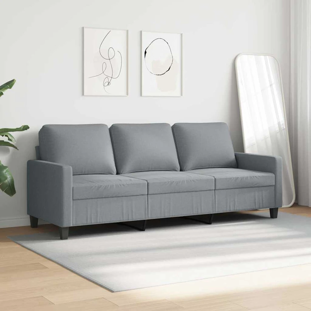 Trivietė sofa, šviesiai pilkos spalvos, 180cm, audinys