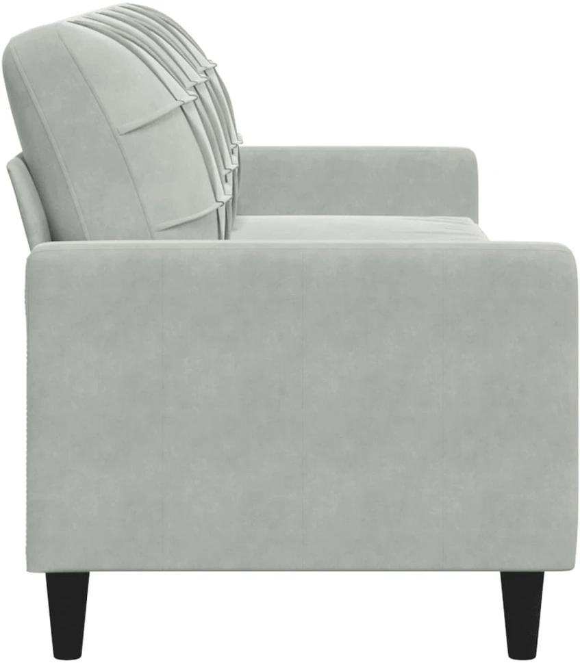 Trivietė sofa, šviesiai pilkos spalvos, 210cm, aksomas