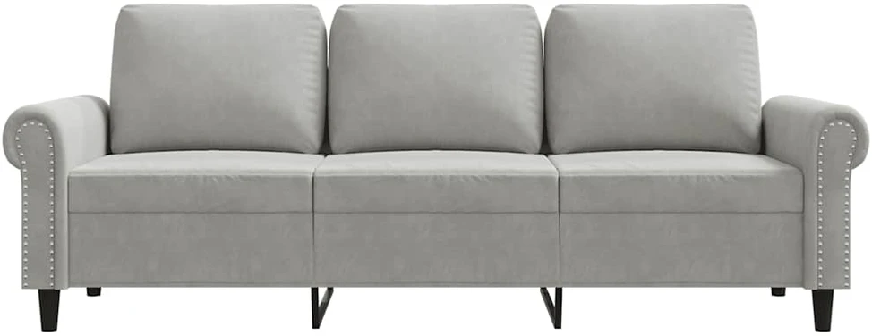 Trivietė sofa, šviesiai pilkos spalvos, 180cm, aksomas