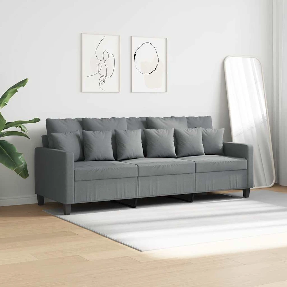 Trivietė sofa, šviesiai pilkos spalvos, 180cm, audinys