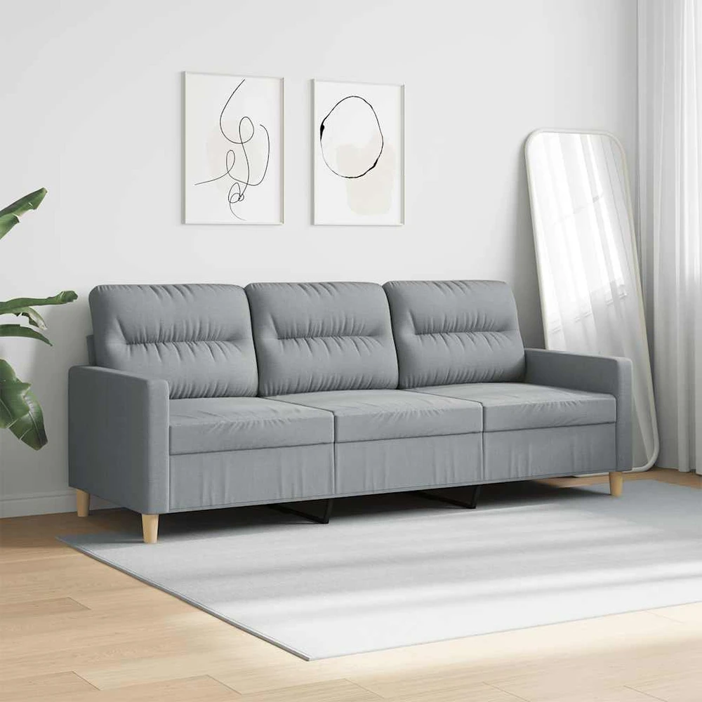 Trivietė sofa, šviesiai pilkos spalvos, 180cm, audinys