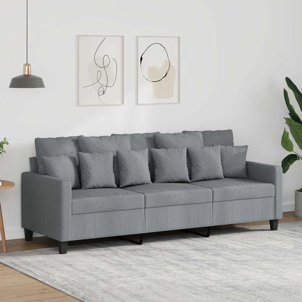 Trivietė sofa, šviesiai pilkos spalvos, 180cm, audinys